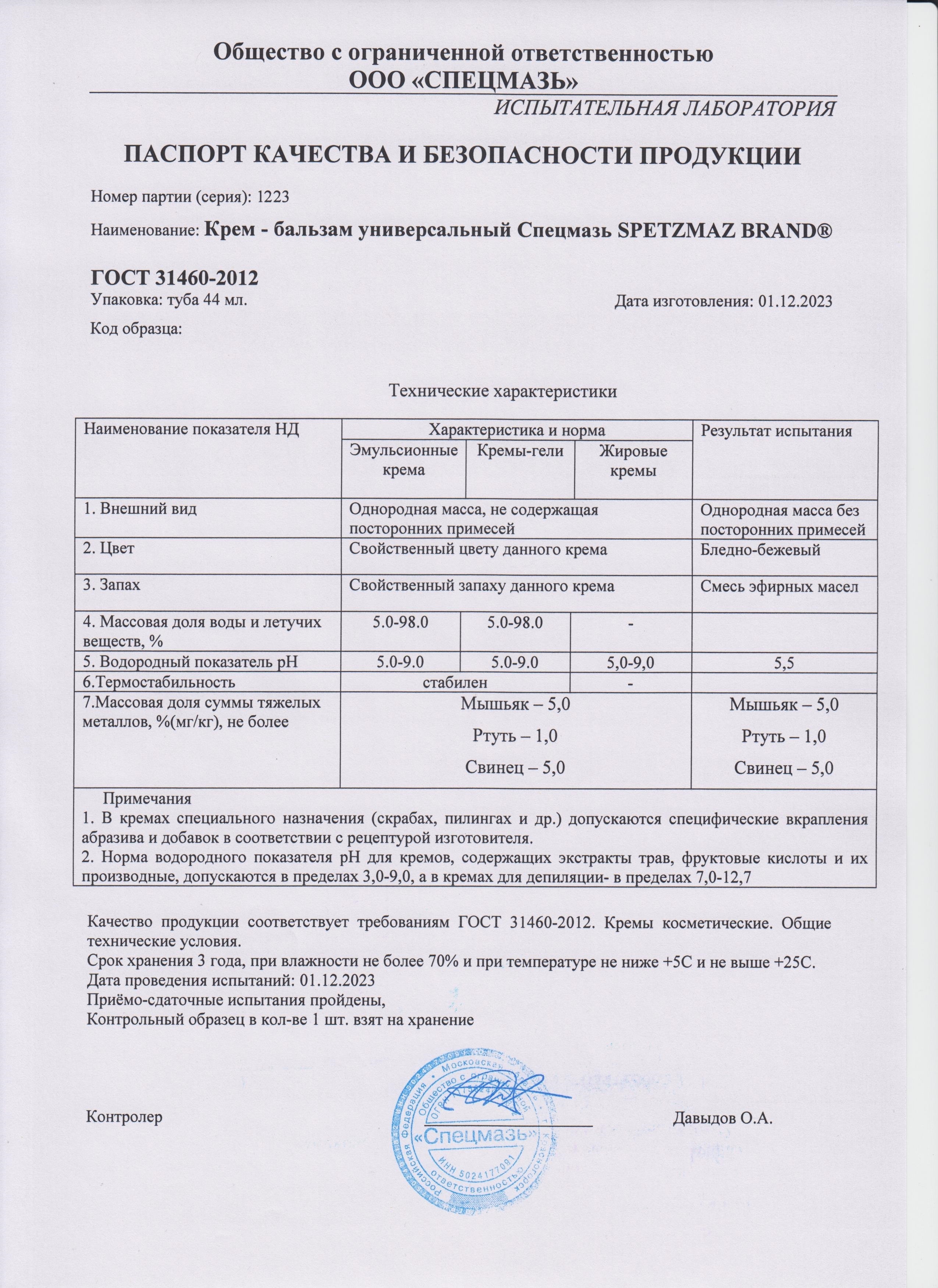 Паспорт №122023